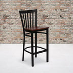 Tabouret de bar Emma et Oliver de style restaurant, dossier en métal, pack de 2