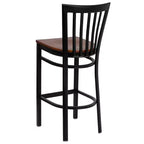 Tabouret de bar Emma et Oliver de style restaurant, dossier en métal, pack de 2