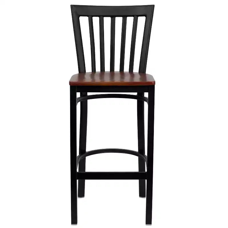 Tabouret de bar Emma et Oliver de style restaurant, dossier en métal, pack de 2