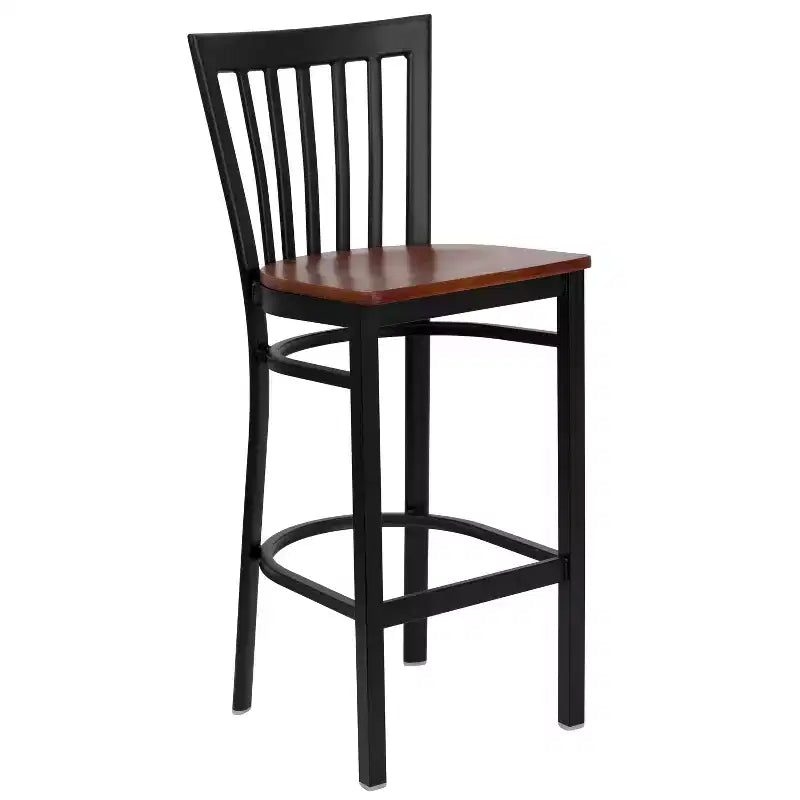 Tabouret de bar Emma et Oliver de style restaurant, dossier en métal, pack de 2
