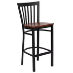 Tabouret de bar Emma et Oliver de style restaurant, dossier en métal, pack de 2
