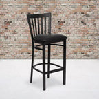 Tabouret de bar Emma et Oliver de style restaurant, dossier en métal, pack de 2