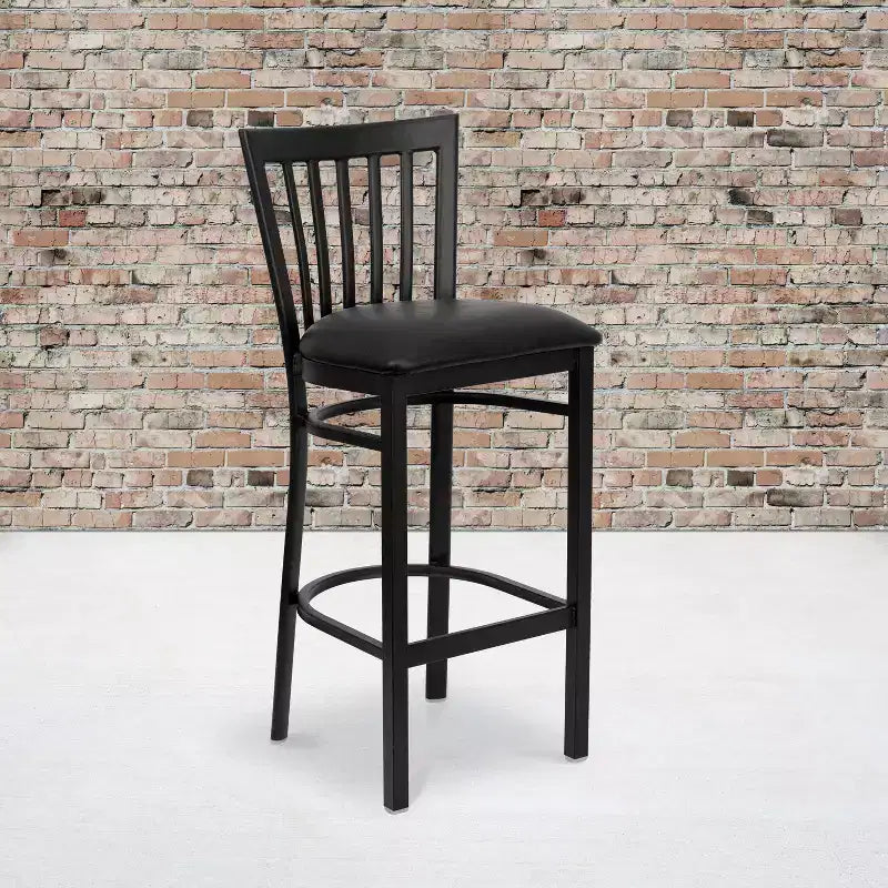 Tabouret de bar Emma et Oliver de style restaurant, dossier en métal, pack de 2