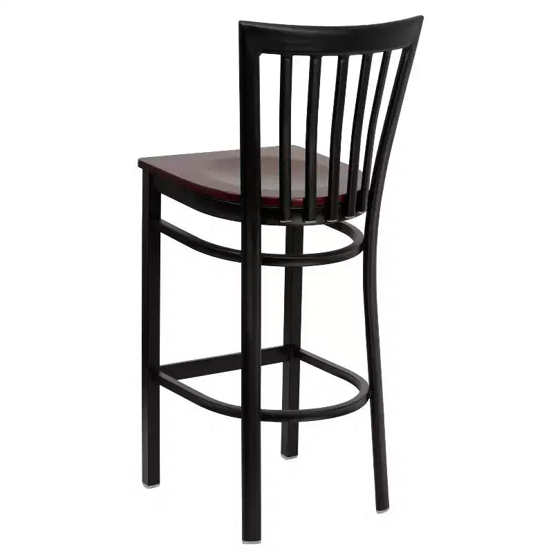 Tabouret de bar Emma et Oliver de style restaurant, dossier en métal, pack de 2