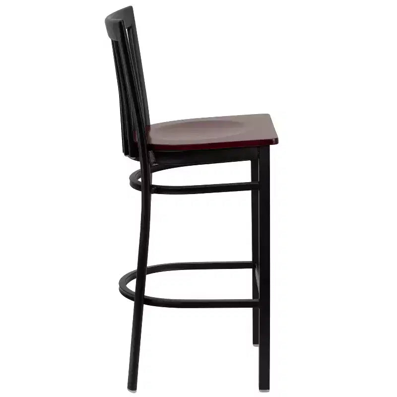 Tabouret de bar Emma et Oliver de style restaurant, dossier en métal, pack de 2