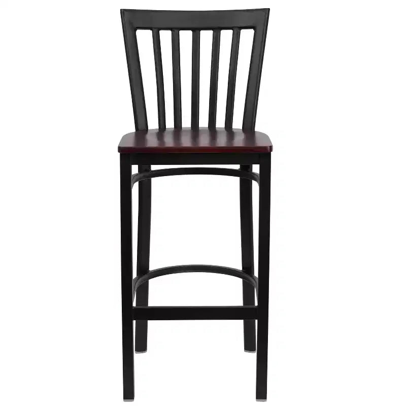 Tabouret de bar Emma et Oliver de style restaurant, dossier en métal, pack de 2