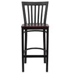 Tabouret de bar Emma et Oliver de style restaurant, dossier en métal, pack de 2