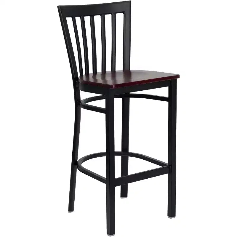 Tabouret de bar Emma et Oliver de style restaurant, dossier en métal, pack de 2