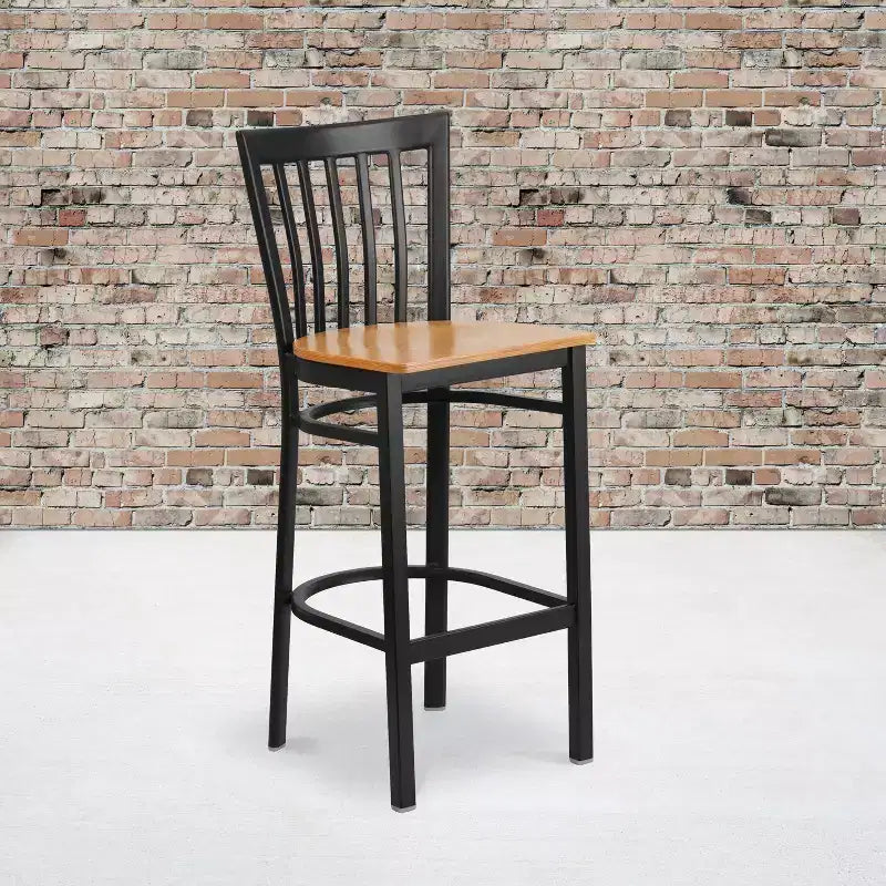 Tabouret de bar Emma et Oliver de style restaurant, dossier en métal, pack de 2