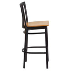 Tabouret de bar Emma et Oliver de style restaurant, dossier en métal, pack de 2