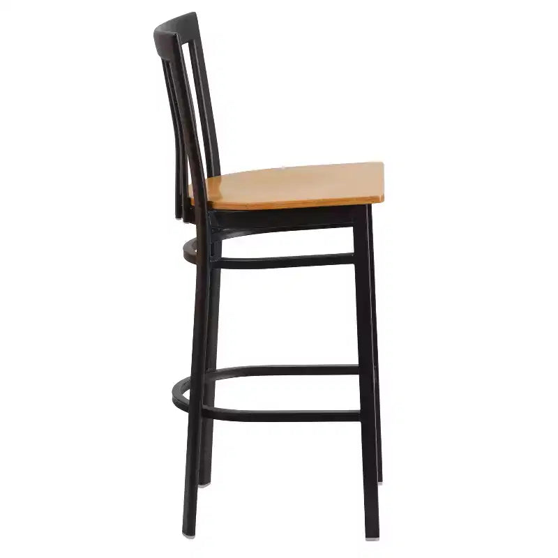 Tabouret de bar Emma et Oliver de style restaurant, dossier en métal, pack de 2