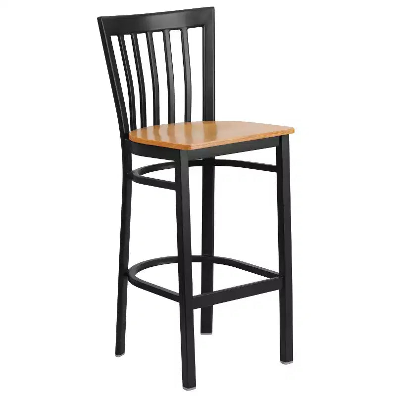 Tabouret de bar Emma et Oliver de style restaurant, dossier en métal, pack de 2