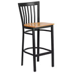Tabouret de bar Emma et Oliver de style restaurant, dossier en métal, pack de 2
