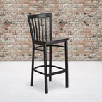 Tabouret de bar Emma et Oliver de style restaurant, dossier en métal, pack de 2