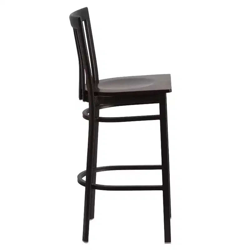 Tabouret de bar Emma et Oliver de style restaurant, dossier en métal, pack de 2