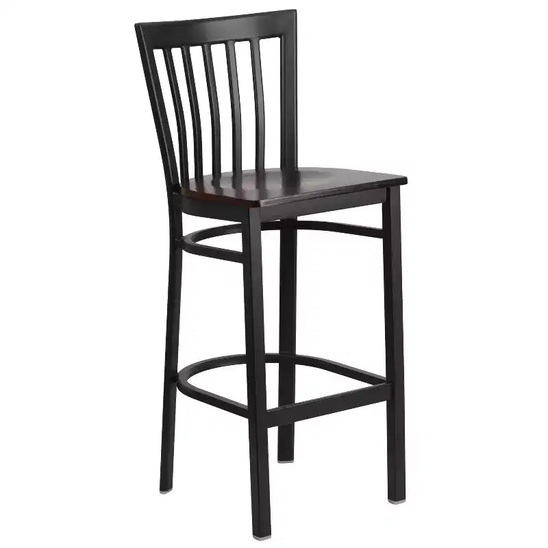 Tabouret de bar Emma et Oliver de style restaurant, dossier en métal, pack de 2