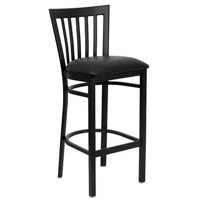 Tabouret de bar Emma et Oliver de style restaurant, dossier en métal, pack de 2