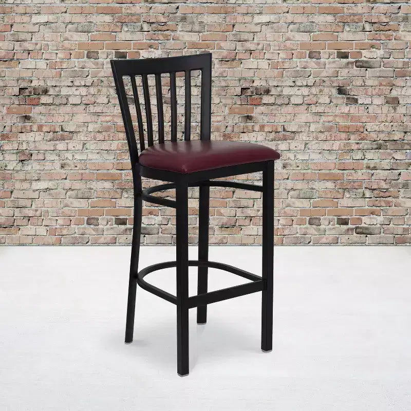 Tabouret de bar Emma et Oliver de style restaurant, dossier en métal, pack de 2