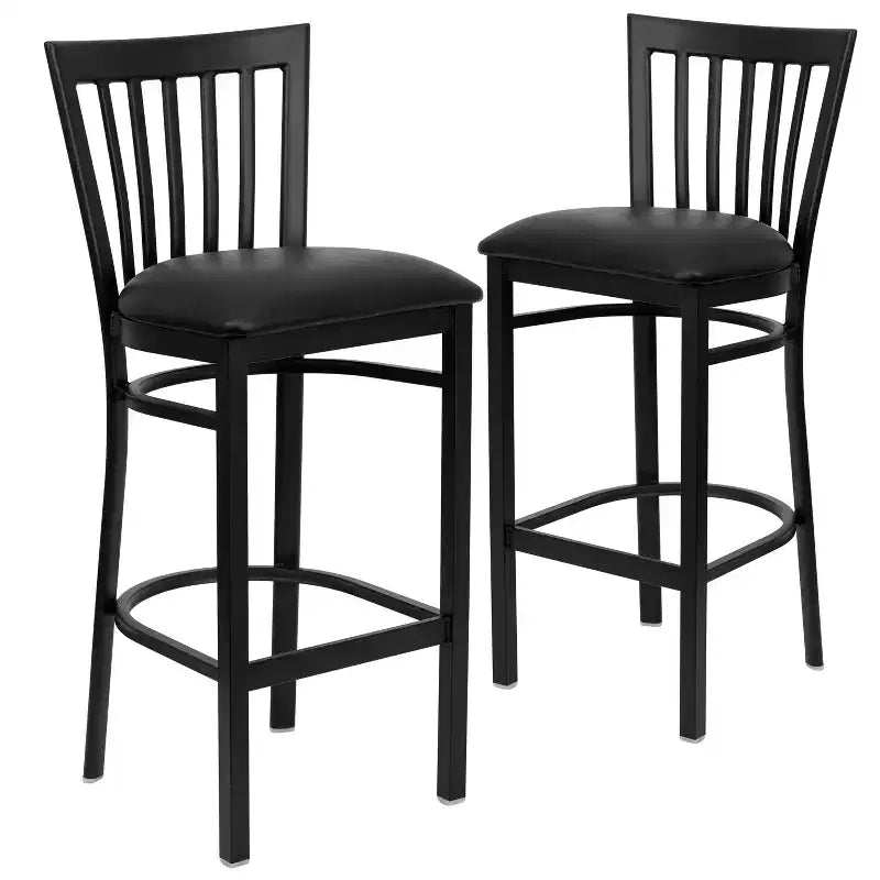 Tabouret de bar Emma et Oliver de style restaurant, dossier en métal, pack de 2