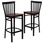 Tabouret de bar Emma et Oliver de style restaurant, dossier en métal, pack de 2