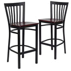 Tabouret de bar Emma et Oliver de style restaurant, dossier en métal, pack de 2