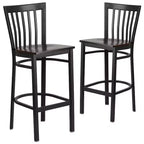 Tabouret de bar Emma et Oliver de style restaurant, dossier en métal, pack de 2