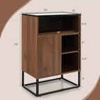 Costway Wine Storage Cabinet Buffet Sideboard with Adjustable Shelf & Sliding Door Kitchen