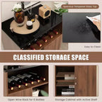 Costway Wine Storage Cabinet Buffet Sideboard with Adjustable Shelf & Sliding Door Kitchen