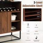 Costway Wine Storage Cabinet Buffet Sideboard with Adjustable Shelf & Sliding Door Kitchen