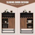 Costway Wine Storage Cabinet Buffet Sideboard with Adjustable Shelf & Sliding Door Kitchen