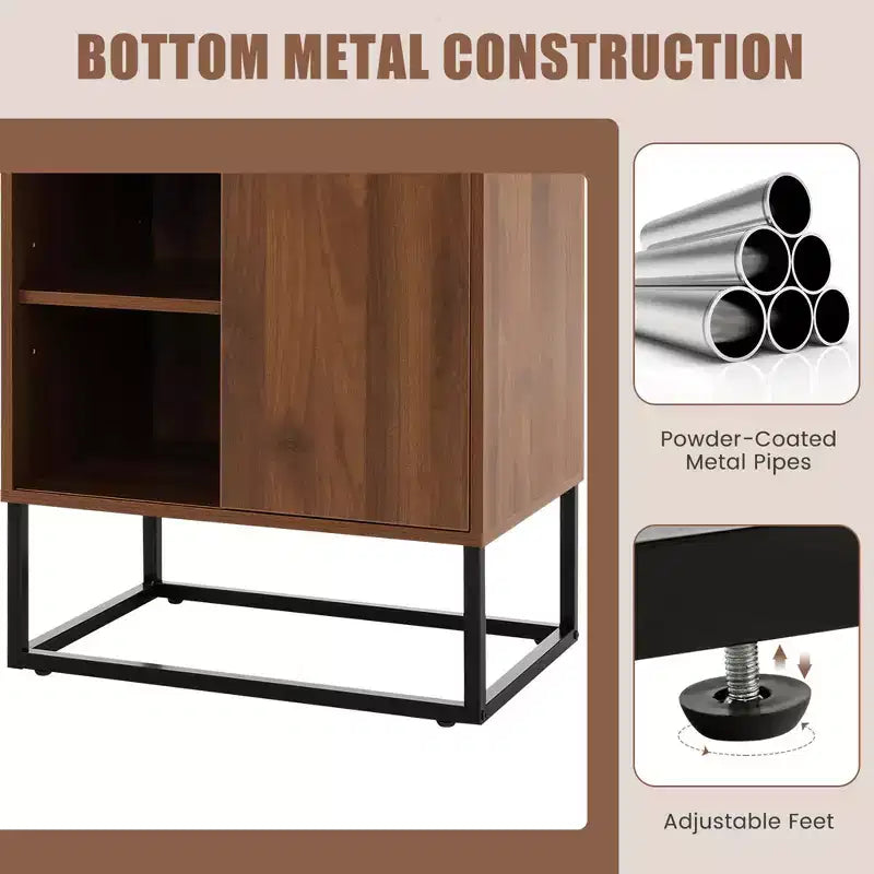 Costway Wine Storage Cabinet Buffet Sideboard with Adjustable Shelf & Sliding Door Kitchen