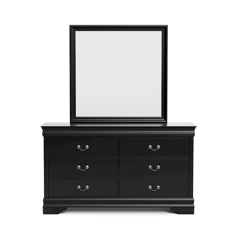 Ensemble commode et miroir 2 pièces en bois massif traditionnel Devi de Furniture of America