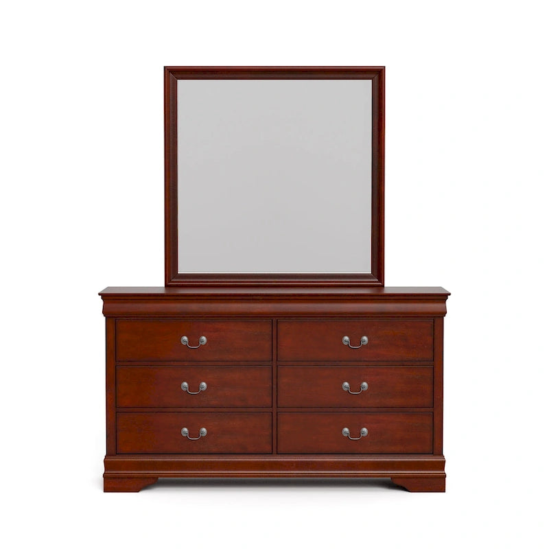 Ensemble commode et miroir 2 pièces en bois massif traditionnel Devi de Furniture of America