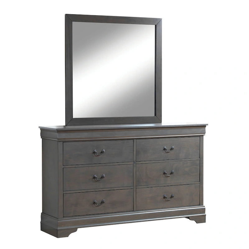 Ensemble commode et miroir 2 pièces en bois massif traditionnel Devi de Furniture of America