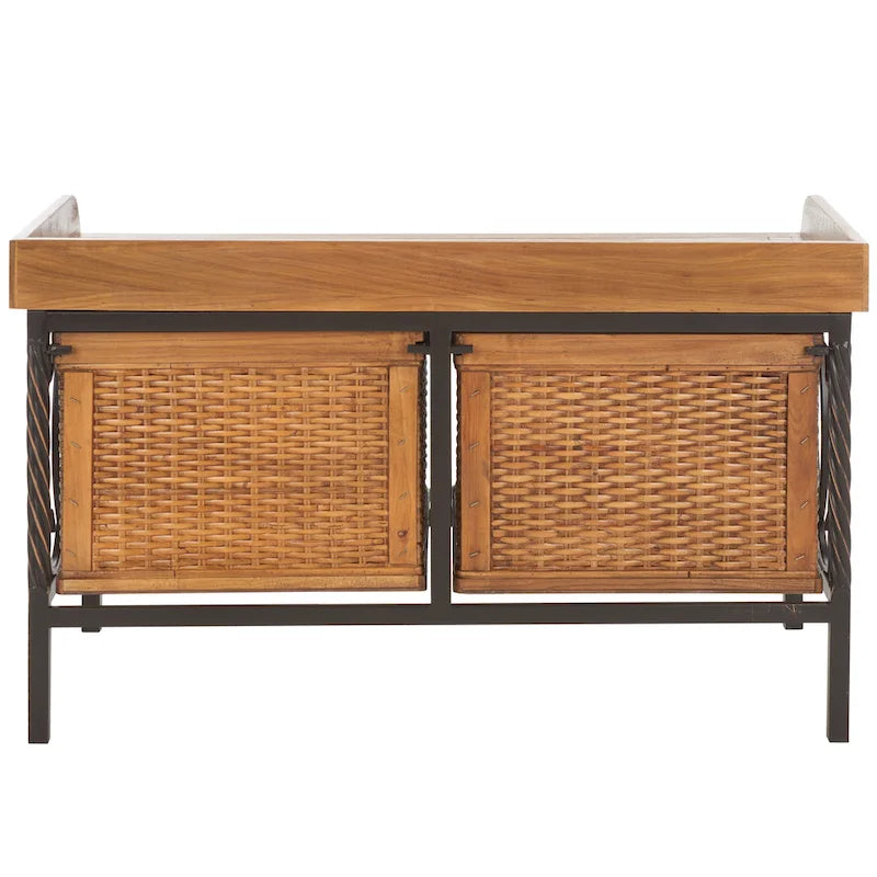 SAFAVIEH Vasilija Antique Pewter/ Light Ash Storage Bench - 33 x 15.7 x 20 - 33Wx16Dx20H