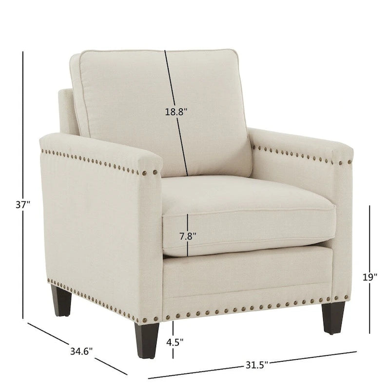 Stoddard Ivory Fabric Chair with Nailhead Trim by iNSPIRE Q Artisan