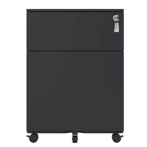 2 Drawer Mobile File Cabinet with Lock Steel File Cabinet for Legal/Letter/A4/F4 Size