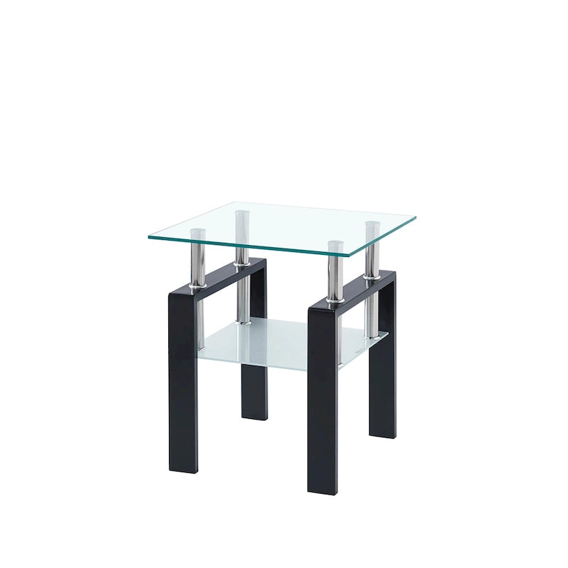 Table basse en verre trempé avec rangement