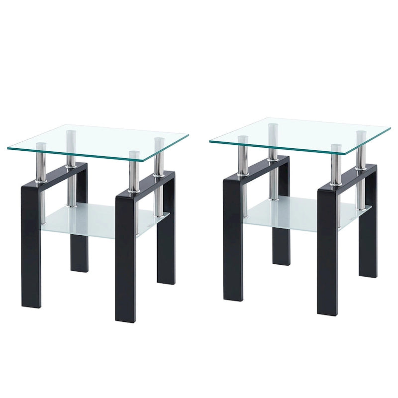Table basse en verre trempé avec rangement