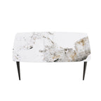 Modern Slate Dining Table, Pandora Pattern Design Sintered Stone Top and Metal Legs.