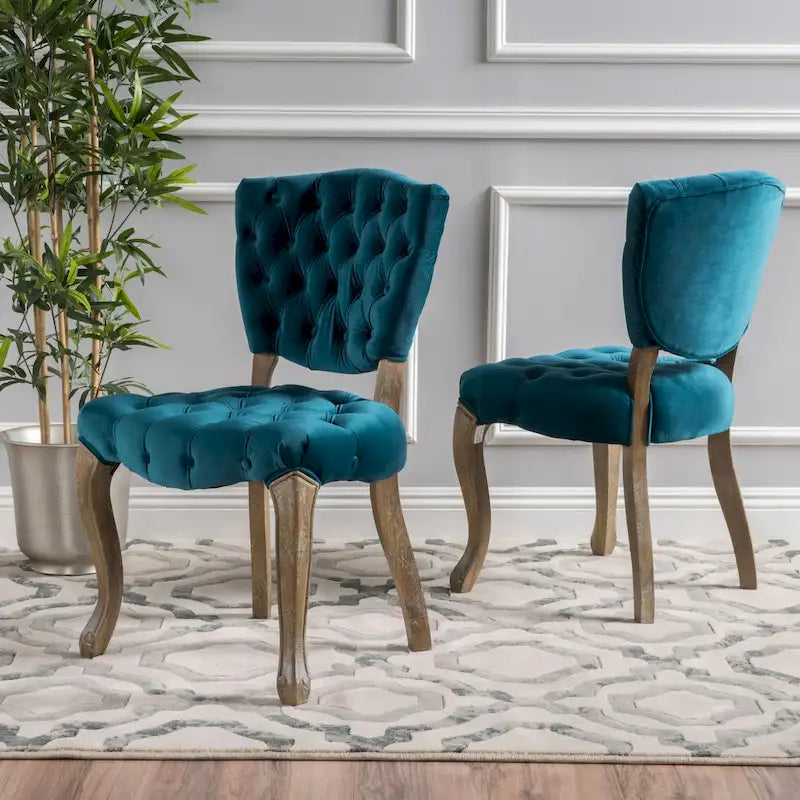 Chaises de salle à manger Bates en tissu touffeté gris (lot de 2)