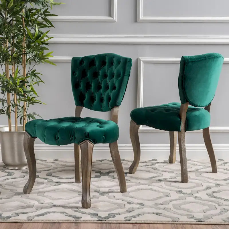 Chaises de salle à manger Bates en tissu touffeté gris (lot de 2)