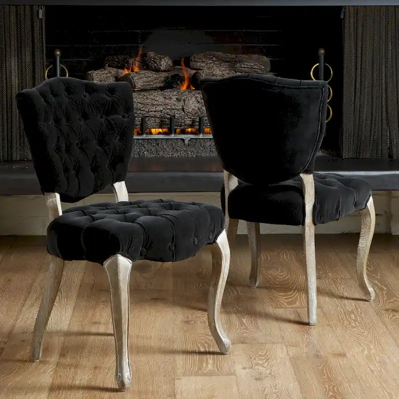 Chaises de salle à manger Bates en tissu touffeté gris (lot de 2)