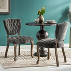 Chaises de salle à manger Bates en tissu touffeté gris (lot de 2)