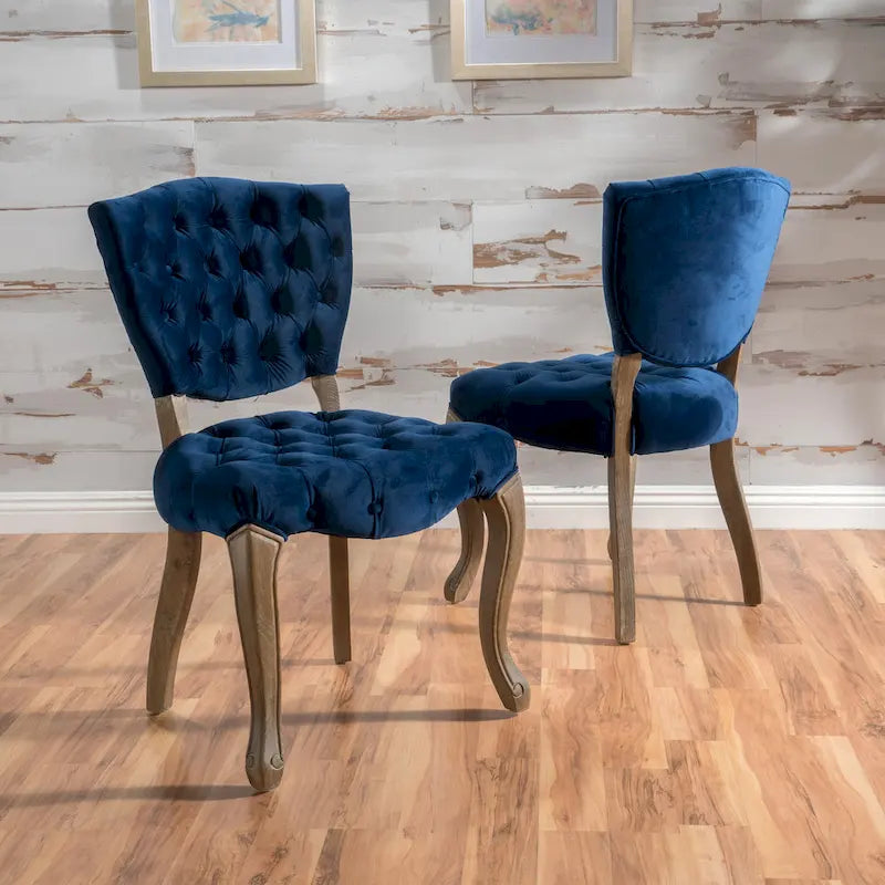 Chaises de salle à manger Bates en tissu touffeté gris (lot de 2)