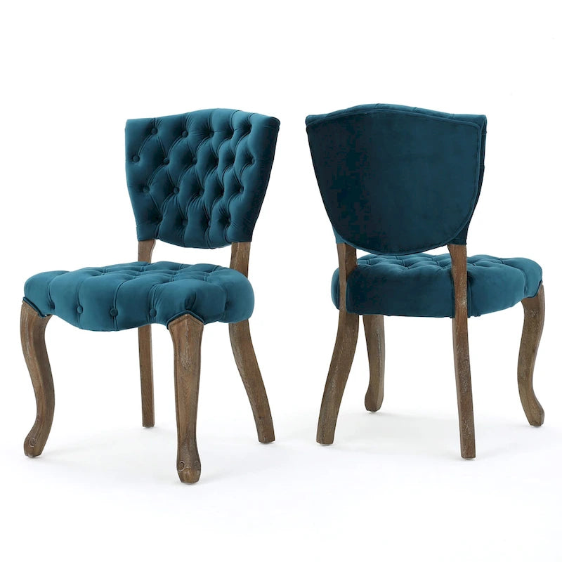 Chaises de salle à manger Bates en tissu touffeté gris (lot de 2)