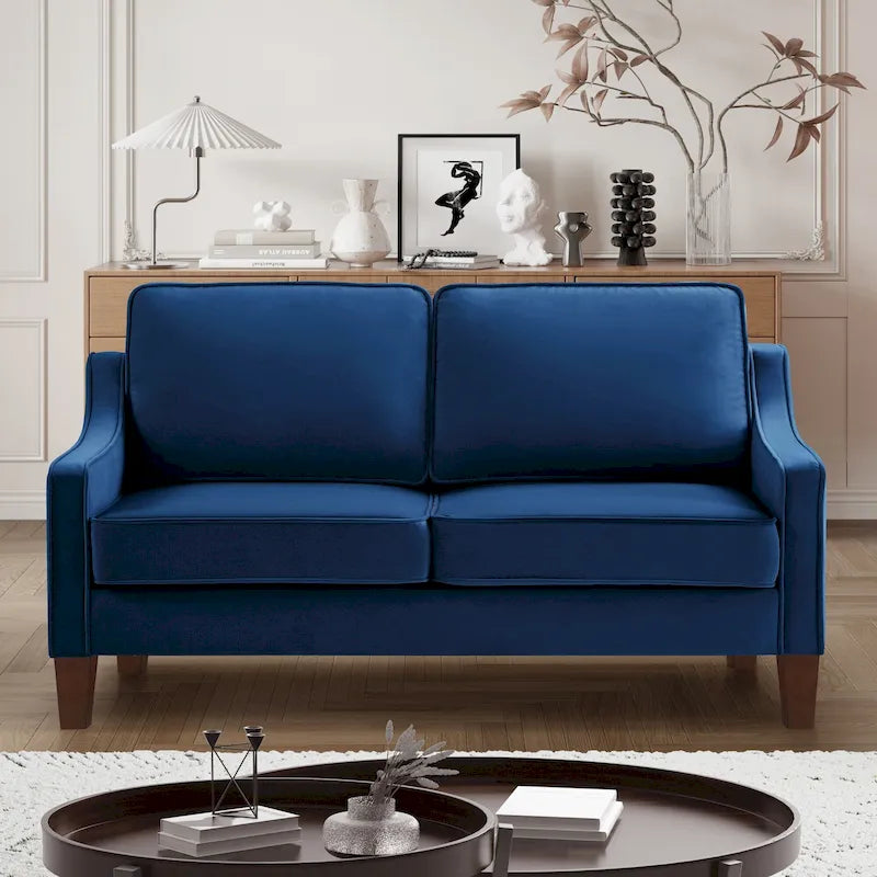 Canapé causeuse moderne en velours avec pieds en bois - 29,00 x 51,50 x 34,25