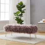 Silver Orchid Nilsson Contemporary Modern Faux Fur Long Bench Ottoman