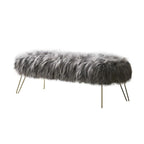 Silver Orchid Nilsson Contemporary Modern Faux Fur Long Bench Ottoman