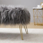 Silver Orchid Nilsson Contemporary Modern Faux Fur Long Bench Ottoman